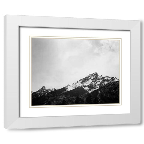 Snow covered peak in Grand Teton National Park, Wyoming, 1941 White Modern Wood Framed Art Print with Double Matting by Adams, Ansel