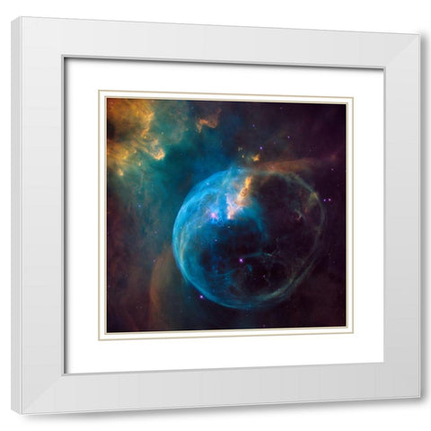 Bubble Nebula (NGC 7635) White Modern Wood Framed Art Print with Double Matting by NASA