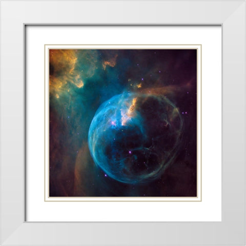 Bubble Nebula (NGC 7635) White Modern Wood Framed Art Print with Double Matting by NASA