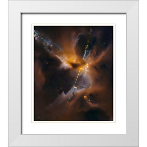 Herbig - Haro Jet HH 24 White Modern Wood Framed Art Print with Double Matting by NASA
