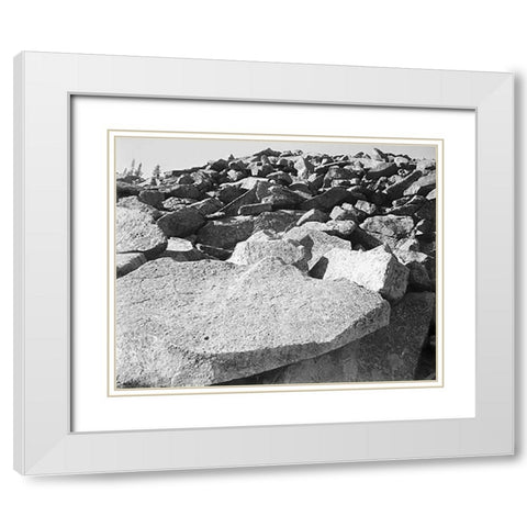 Moraine, Rocky Mountain National Park, Colorado, ca. 1941-1942 White Modern Wood Framed Art Print with Double Matting by Adams, Ansel