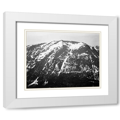 Full view of barren mountain side with snow, in Rocky Mountain National Park, Colorado, ca. 1941-194 White Modern Wood Framed Art Print with Double Matting by Adams, Ansel