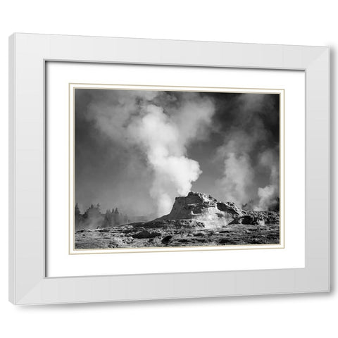 Castle Geyser Cove, Yellowstone National Park, Wyoming, ca. 1941-1942 White Modern Wood Framed Art Print with Double Matting by Adams, Ansel