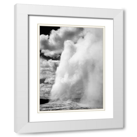 Old Faithful, Yellowstone National Park, Wyoming, ca. 1941-1942 White Modern Wood Framed Art Print with Double Matting by Adams, Ansel