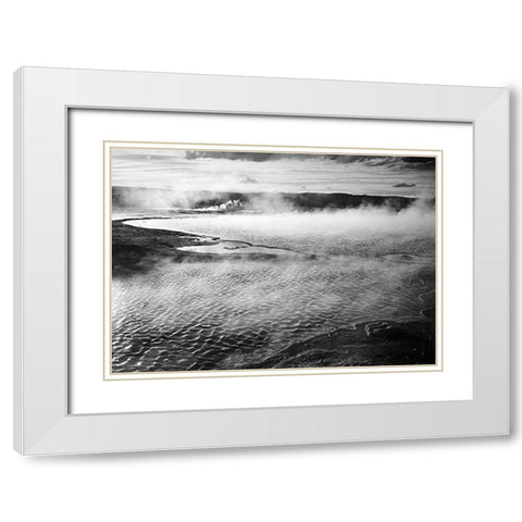 Surface of water presents a different texture in Fountain Geyser Pool, Yellowstone National Park, Wy White Modern Wood Framed Art Print with Double Matting by Adams, Ansel