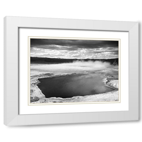 Fountain Geyser Pool, Yellowstone National Park, Wyoming, ca. 1941-1942 White Modern Wood Framed Art Print with Double Matting by Adams, Ansel
