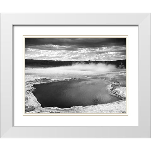 Fountain Geyser Pool, Yellowstone National Park, Wyoming, ca. 1941-1942 White Modern Wood Framed Art Print with Double Matting by Adams, Ansel