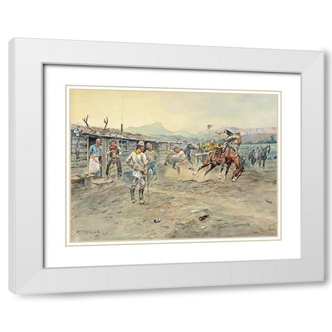 The Tenderfoot, 1900 White Modern Wood Framed Art Print with Double Matting by Russell, Charles