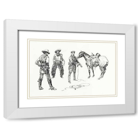 The Initiation of the Tenderfoot, 1899 White Modern Wood Framed Art Print with Double Matting by Russell, Charles