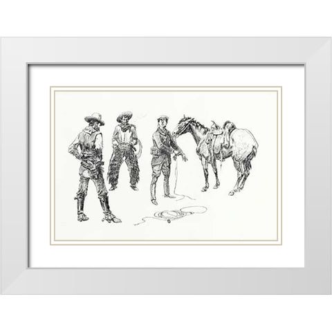 The Initiation of the Tenderfoot, 1899 White Modern Wood Framed Art Print with Double Matting by Russell, Charles
