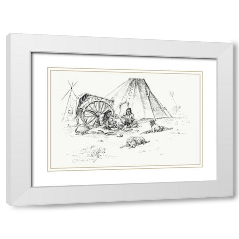The Last of the Buffalo, 1899 White Modern Wood Framed Art Print with Double Matting by Russell, Charles