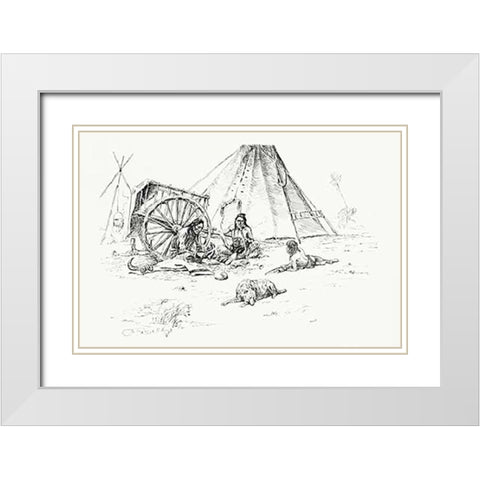 The Last of the Buffalo, 1899 White Modern Wood Framed Art Print with Double Matting by Russell, Charles