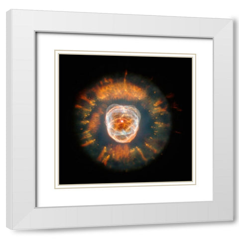 NGC 2392 - Eskimo Nebula White Modern Wood Framed Art Print with Double Matting by NASA