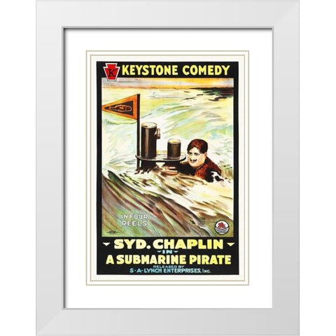 A Submarine Pirate 2 White Modern Wood Framed Art Print with Double Matting by Hollywood Photo Archive