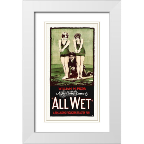 All Wet,  1915 White Modern Wood Framed Art Print with Double Matting by Hollywood Photo Archive