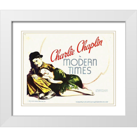 Charlie Chaplin, Modern Times White Modern Wood Framed Art Print with Double Matting by Hollywood Photo Archive