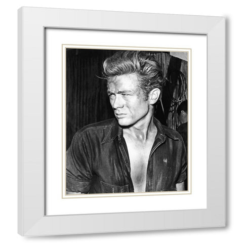 James Dean White Modern Wood Framed Art Print with Double Matting by Hollywood Photo Archive