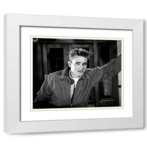 James Dean White Modern Wood Framed Art Print with Double Matting by Hollywood Photo Archive