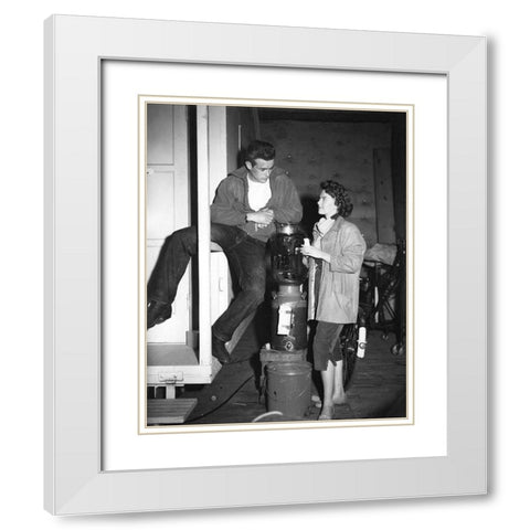 James Dean White Modern Wood Framed Art Print with Double Matting by Hollywood Photo Archive