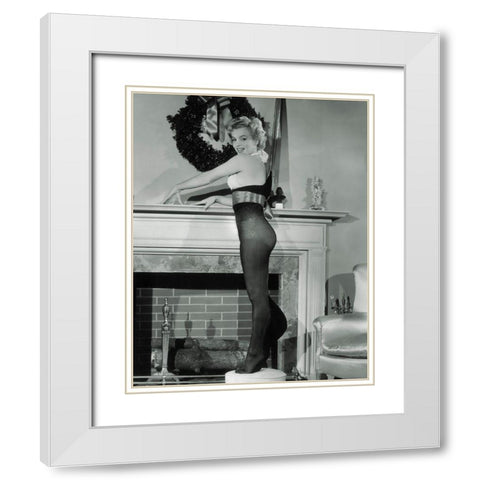 Marilyn Monroe - Christmas Stockings White Modern Wood Framed Art Print with Double Matting by Hollywood Photo Archive