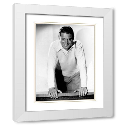 Cary Grant White Modern Wood Framed Art Print with Double Matting by Hollywood Photo Archive