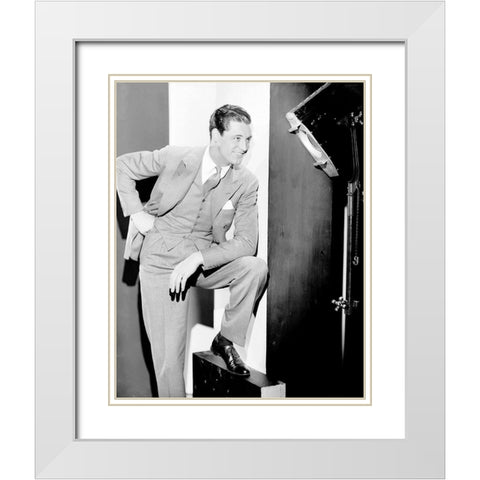 Cary Grant White Modern Wood Framed Art Print with Double Matting by Hollywood Photo Archive