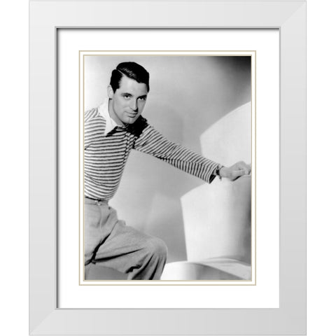 Cary Grant White Modern Wood Framed Art Print with Double Matting by Hollywood Photo Archive