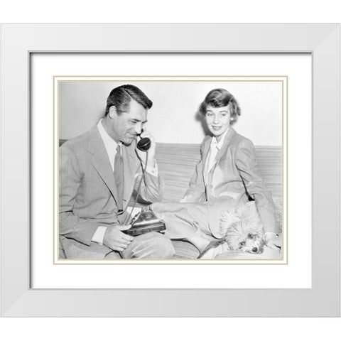 Cary Grant White Modern Wood Framed Art Print with Double Matting by Hollywood Photo Archive