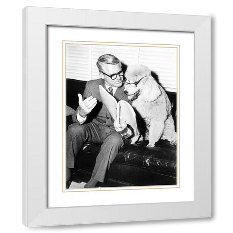 Cary Grant- Running Lines White Modern Wood Framed Art Print with Double Matting by Hollywood Photo Archive
