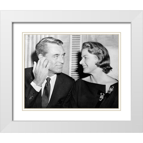 Cary Grant White Modern Wood Framed Art Print with Double Matting by Hollywood Photo Archive