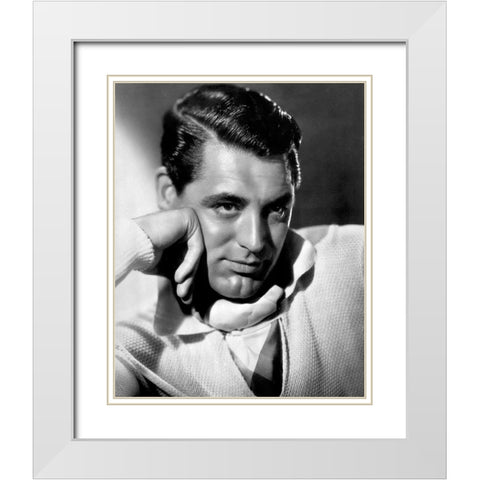 Cary Grant White Modern Wood Framed Art Print with Double Matting by Hollywood Photo Archive