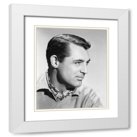 Cary Grant White Modern Wood Framed Art Print with Double Matting by Hollywood Photo Archive
