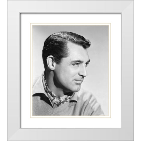 Cary Grant White Modern Wood Framed Art Print with Double Matting by Hollywood Photo Archive