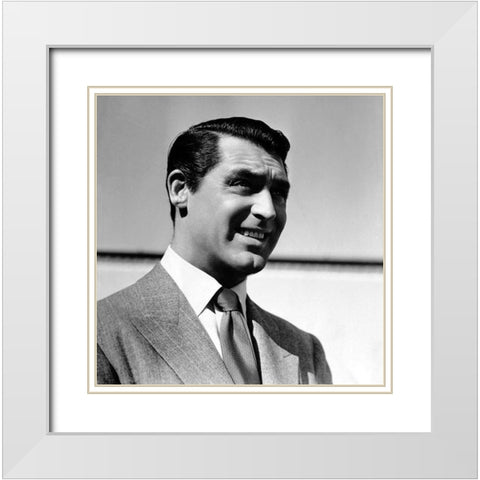 Cary Grant White Modern Wood Framed Art Print with Double Matting by Hollywood Photo Archive