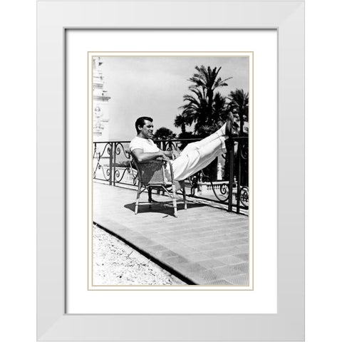 Cary Grant White Modern Wood Framed Art Print with Double Matting by Hollywood Photo Archive