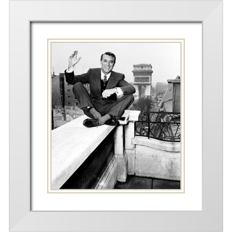 Cary Grant White Modern Wood Framed Art Print with Double Matting by Hollywood Photo Archive