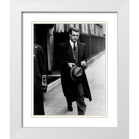 Cary Grant White Modern Wood Framed Art Print with Double Matting by Hollywood Photo Archive