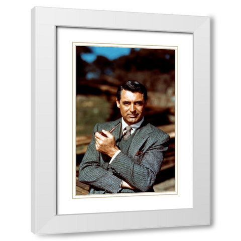 Cary Grant White Modern Wood Framed Art Print with Double Matting by Hollywood Photo Archive