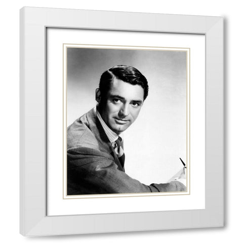 Cary Grant White Modern Wood Framed Art Print with Double Matting by Hollywood Photo Archive