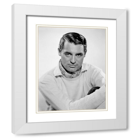Cary Grant White Modern Wood Framed Art Print with Double Matting by Hollywood Photo Archive
