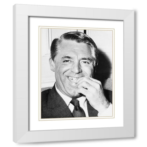 Cary Grant White Modern Wood Framed Art Print with Double Matting by Hollywood Photo Archive