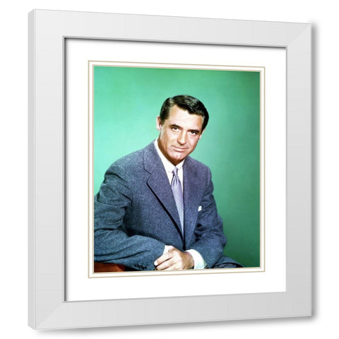 Cary Grant White Modern Wood Framed Art Print with Double Matting by Hollywood Photo Archive