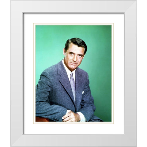 Cary Grant White Modern Wood Framed Art Print with Double Matting by Hollywood Photo Archive