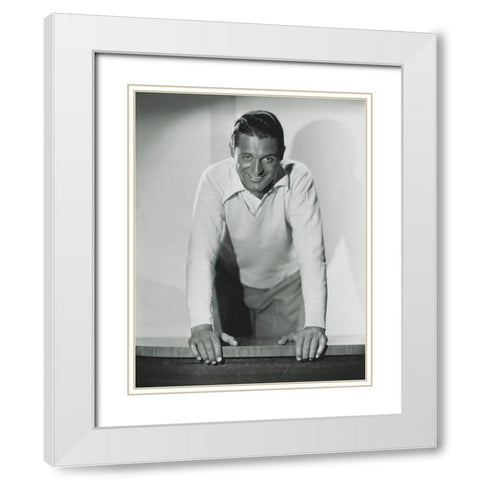 Cary Grant White Modern Wood Framed Art Print with Double Matting by Hollywood Photo Archive
