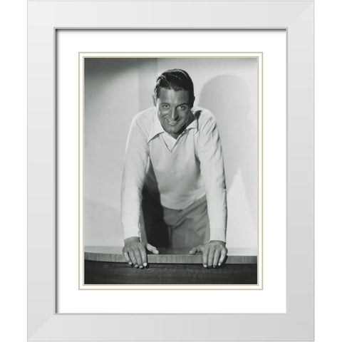 Cary Grant White Modern Wood Framed Art Print with Double Matting by Hollywood Photo Archive