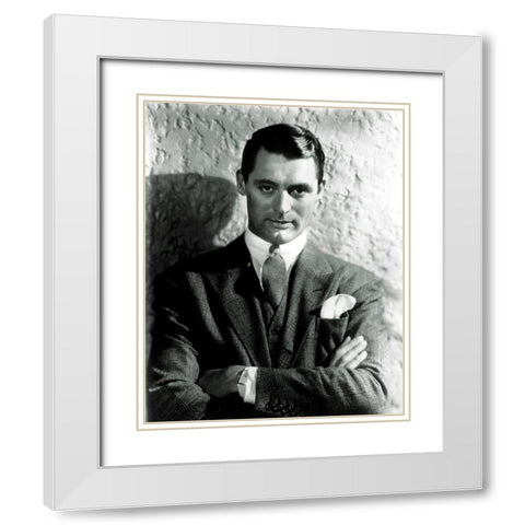 Cary Grant White Modern Wood Framed Art Print with Double Matting by Hollywood Photo Archive