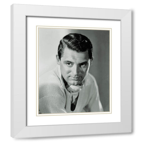 Cary Grant White Modern Wood Framed Art Print with Double Matting by Hollywood Photo Archive