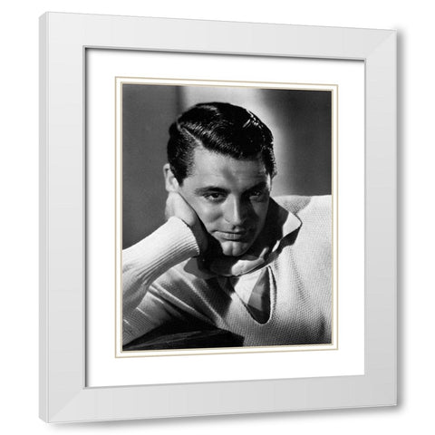 Cary Grant White Modern Wood Framed Art Print with Double Matting by Hollywood Photo Archive