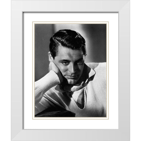 Cary Grant White Modern Wood Framed Art Print with Double Matting by Hollywood Photo Archive