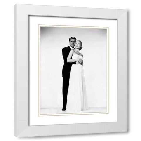 Cary Grant with Grace Kelly White Modern Wood Framed Art Print with Double Matting by Hollywood Photo Archive